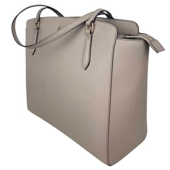 NWOT * TORY BURCH Emerson Top Zip Leather Tote Bag in French Grey - Picture 4 of 13